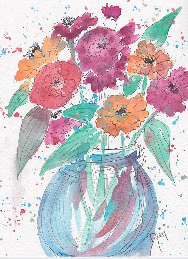 Zinnia Bouquet art print by Beverly Dyer for $57.95 CAD