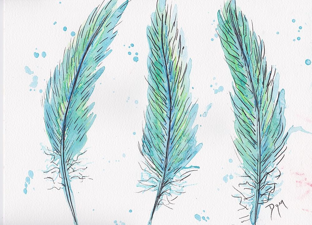 Aqua Feathers art print by Beverly Dyer for $57.95 CAD