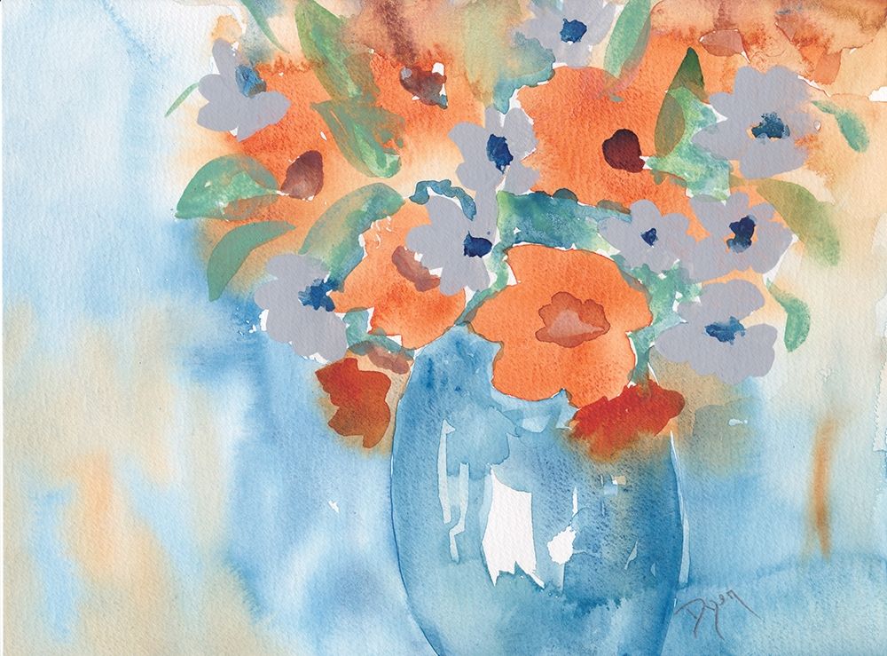 Orange Blue Bouquet art print by Beverly Dyer for $57.95 CAD