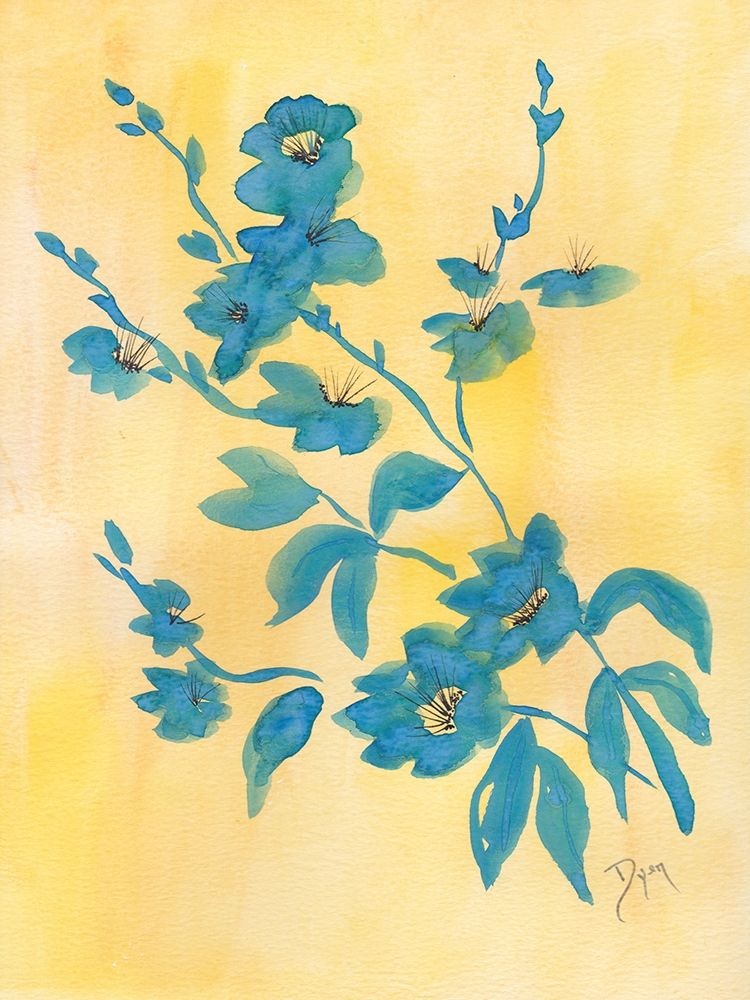 Floral Blue Yellow art print by Beverly Dyer for $57.95 CAD