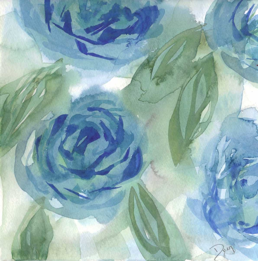 Blue Green Roses I art print by Beverly Dyer for $57.95 CAD