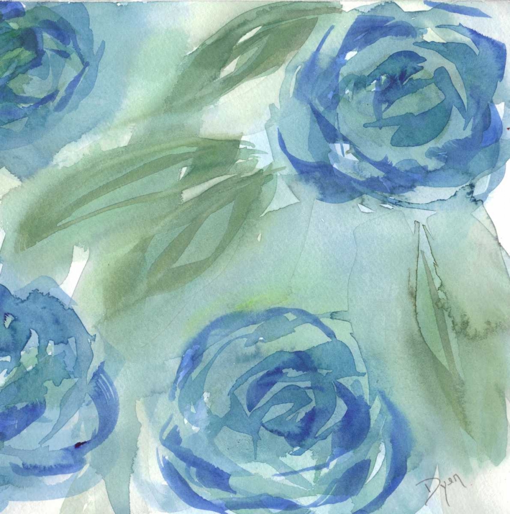 Blue Green Roses II art print by Beverly Dyer for $57.95 CAD
