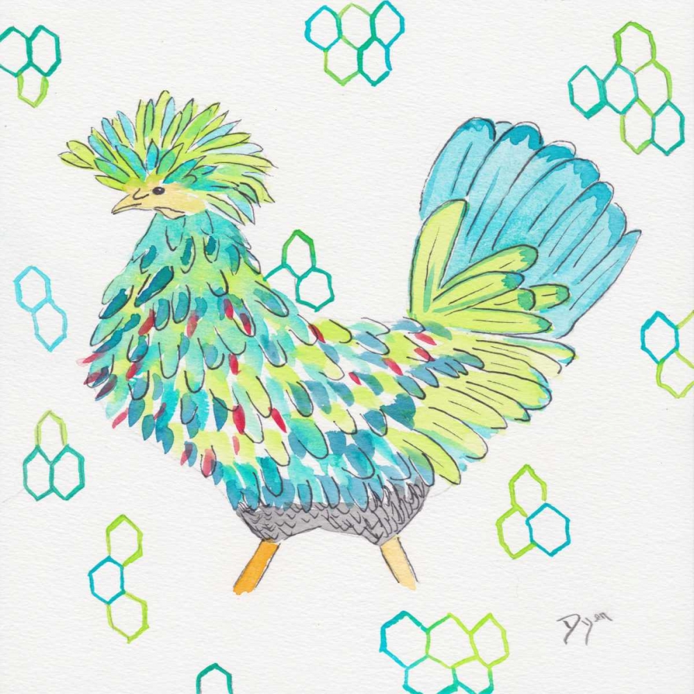 Funky Chicken Squared 2 art print by Beverly Dyer for $57.95 CAD