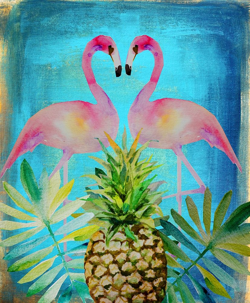 Pineapple Flamingos art print by Boho Hue Studio for $57.95 CAD