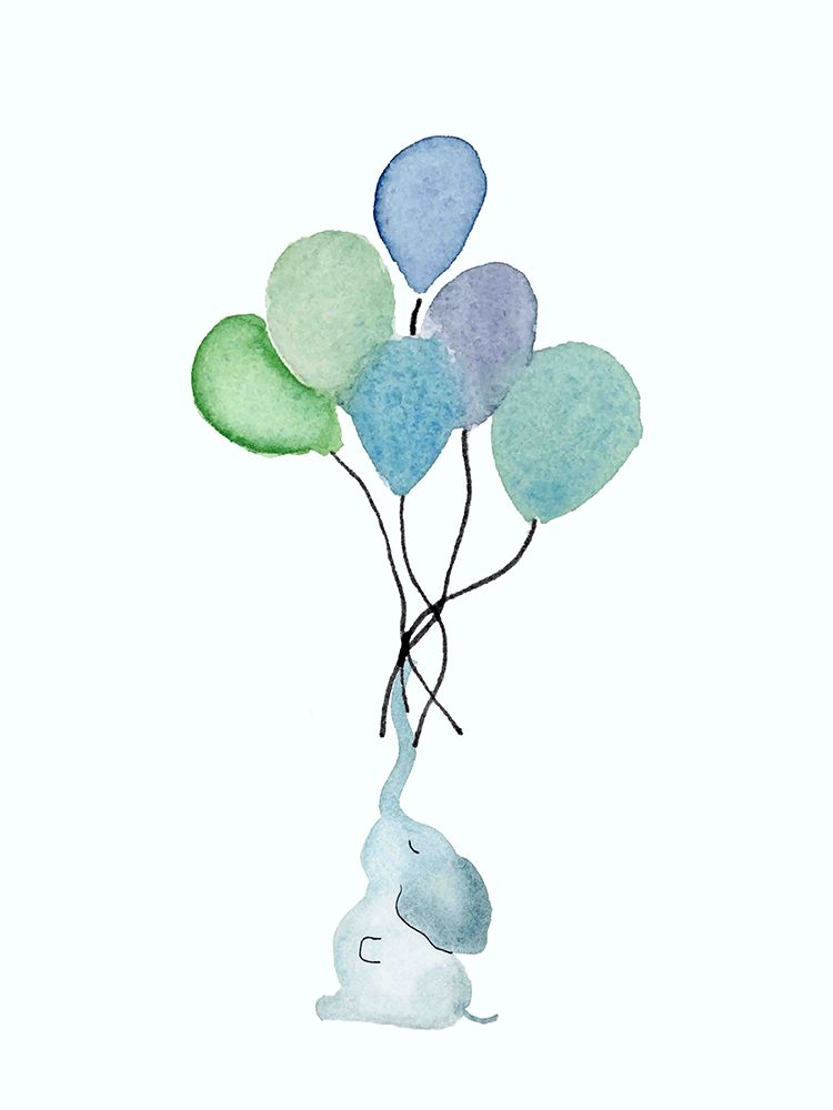 Elephant Baloons art print by Corinne Rose Design for $57.95 CAD