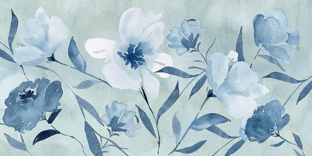 Misty Blue  Flowers art print by Corrine Rose Design for $57.95 CAD