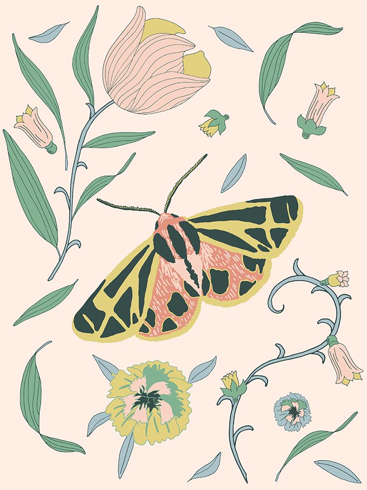 Botanical Tiger Moth art print by Sweet Melody Designs for $57.95 CAD