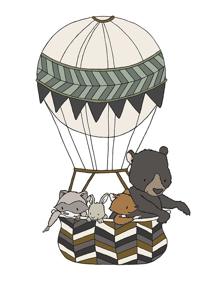 Woodland Hot Air Balloon 2 art print by Sweet Melody Designs for $57.95 CAD