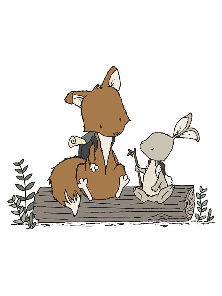 Fox Bunny Lets Be Adventurers art print by Sweet Melody Designs for $57.95 CAD