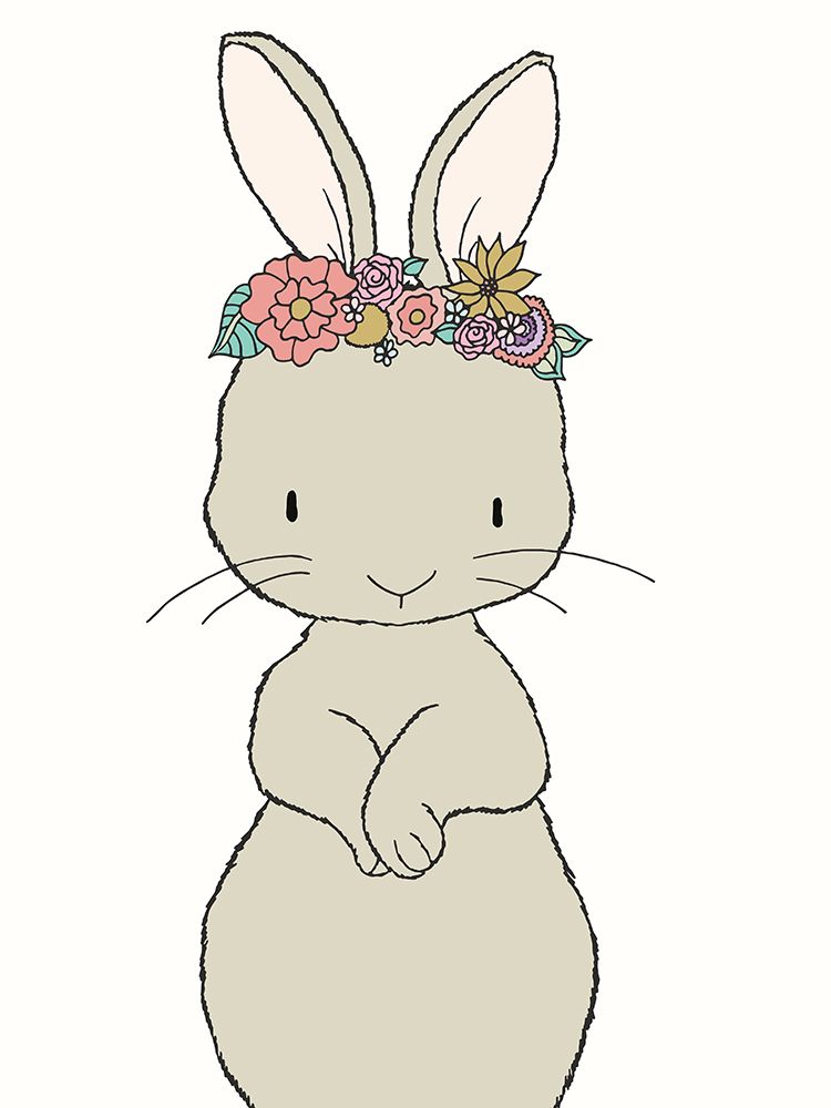 Bunny Floral Crown art print by Sweet Melody Designs for $57.95 CAD