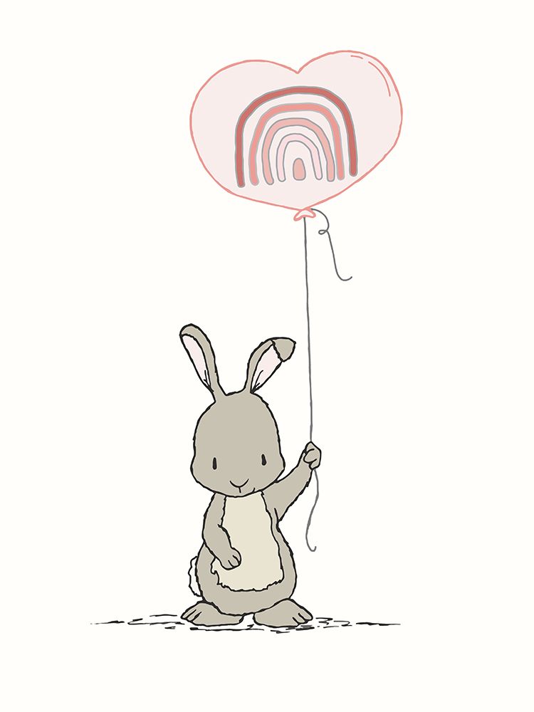 Bunny Heart Balloon art print by Sweet Melody Designs for $57.95 CAD