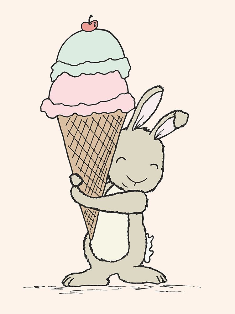 Bunny Ice Cream art print by Sweet Melody Designs for $57.95 CAD