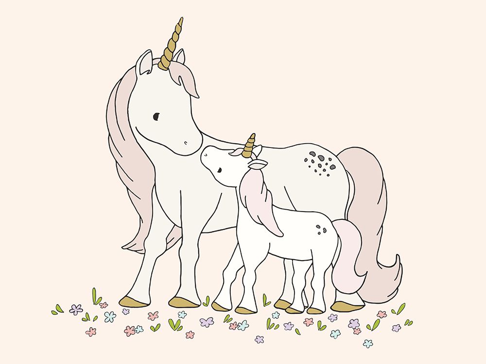 Unicorn Mama and Baby art print by Sweet Melody Designs for $57.95 CAD