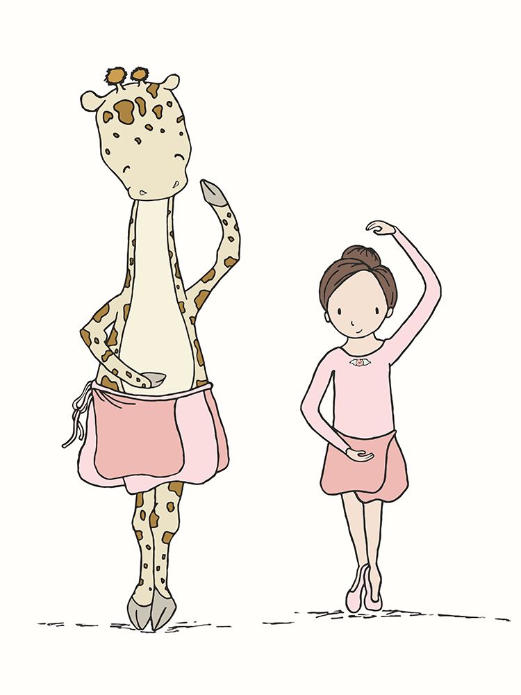 Girl And Giraffe Ballerina art print by Sweet Melody Designs for $57.95 CAD