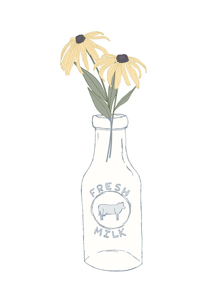 Milk Bottle Flowers art print by Sweet Melody Designs for $57.95 CAD