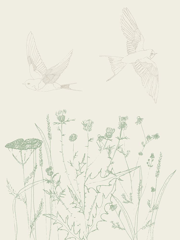 Swallows And Wildflowers art print by Sweet Melody Designs for $57.95 CAD