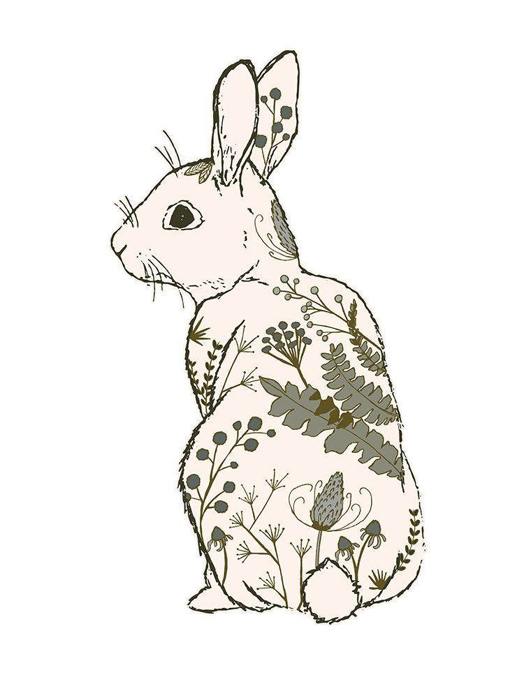 Rabbit Botanical 3 art print by Sweet Melody Designs for $57.95 CAD