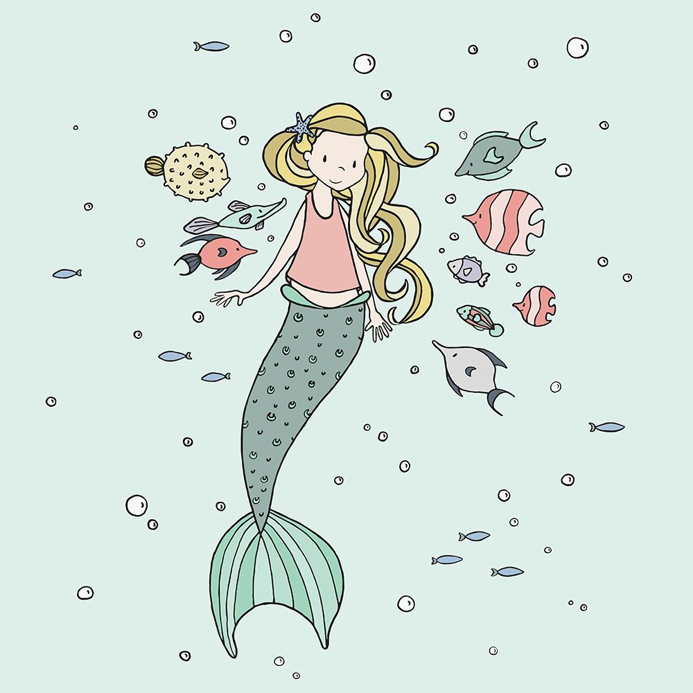 Mermaid And Fish Buddies art print by Sweet Melody Designs for $57.95 CAD