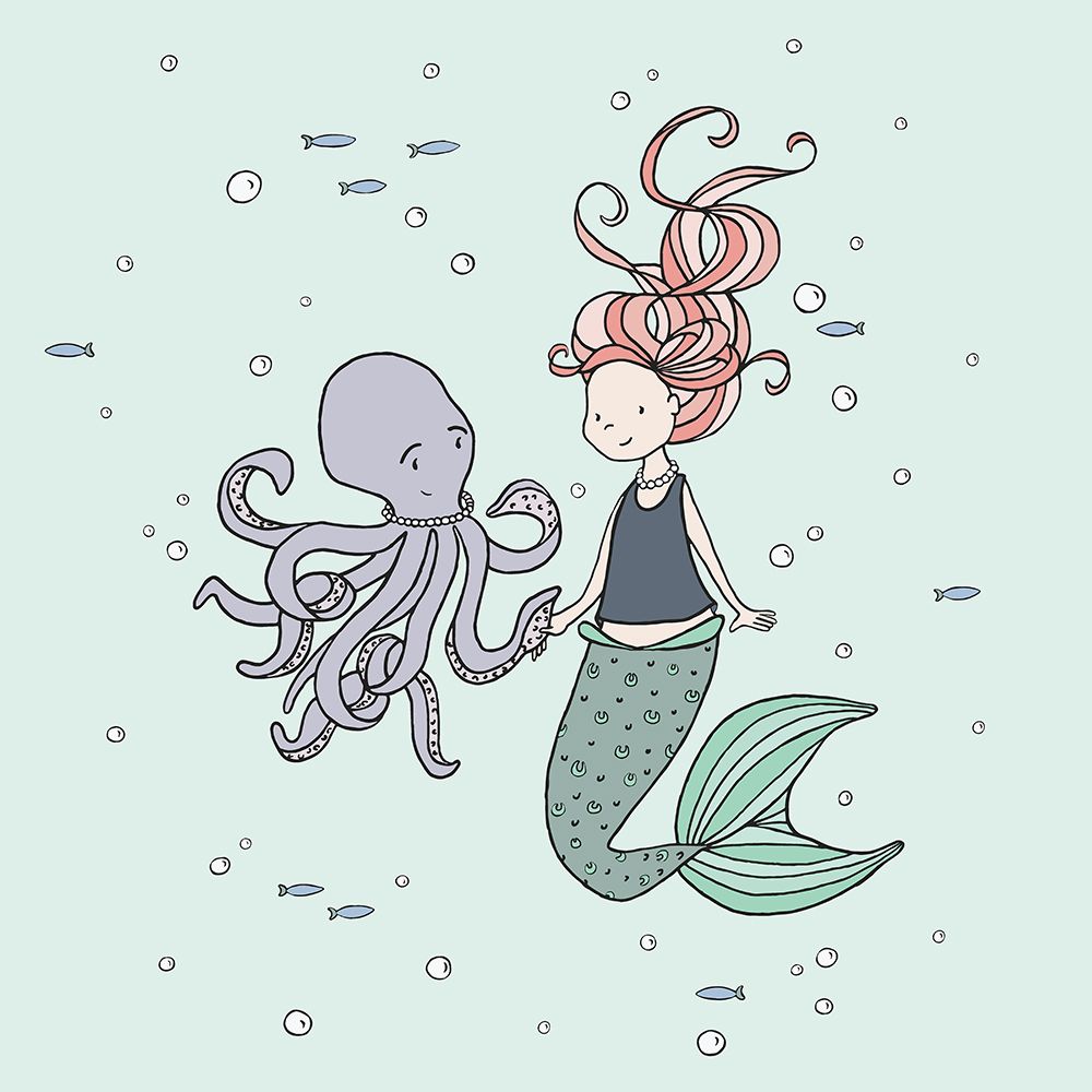 Mermaid And Octopus Buddies art print by Sweet Melody Designs for $57.95 CAD