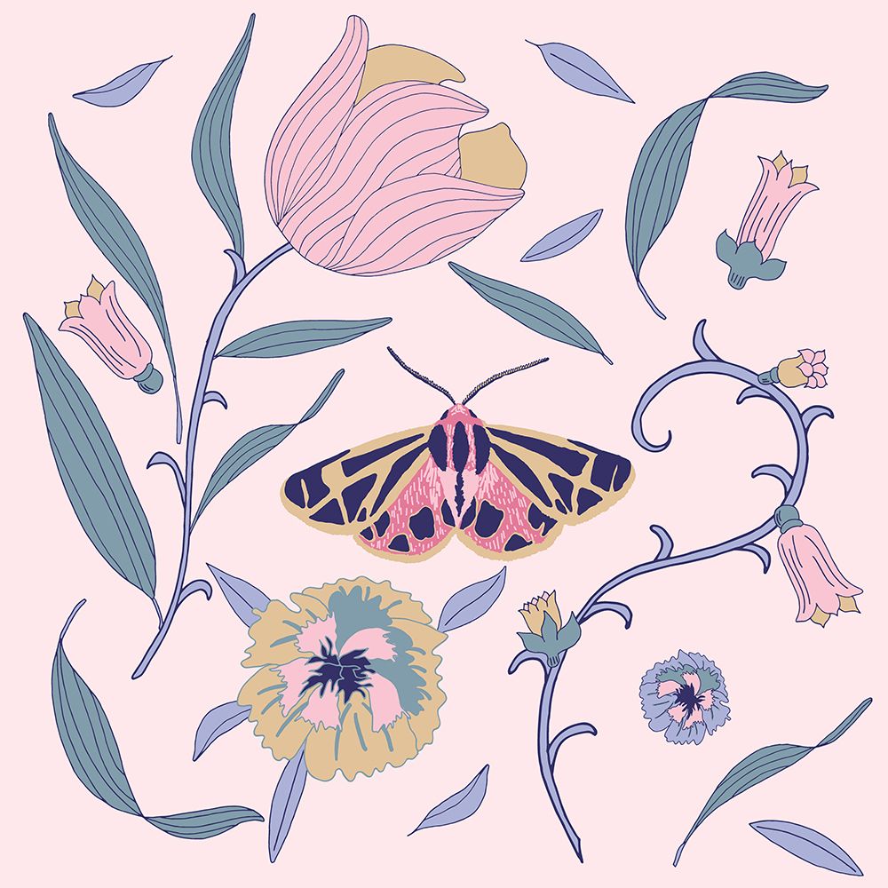 Botanical Tiger Moth 2 art print by Sweet Melody Designs for $57.95 CAD