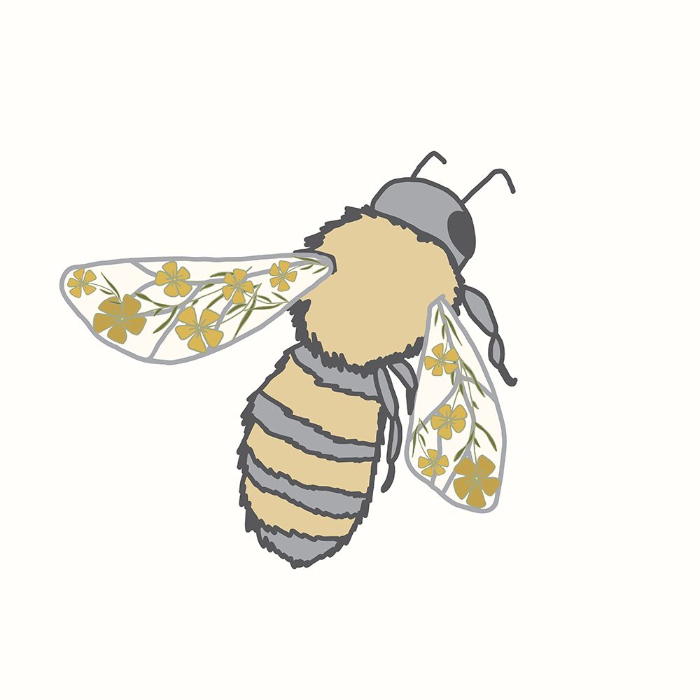 Honeybee Floral Wings art print by Sweet Melody Designs for $57.95 CAD