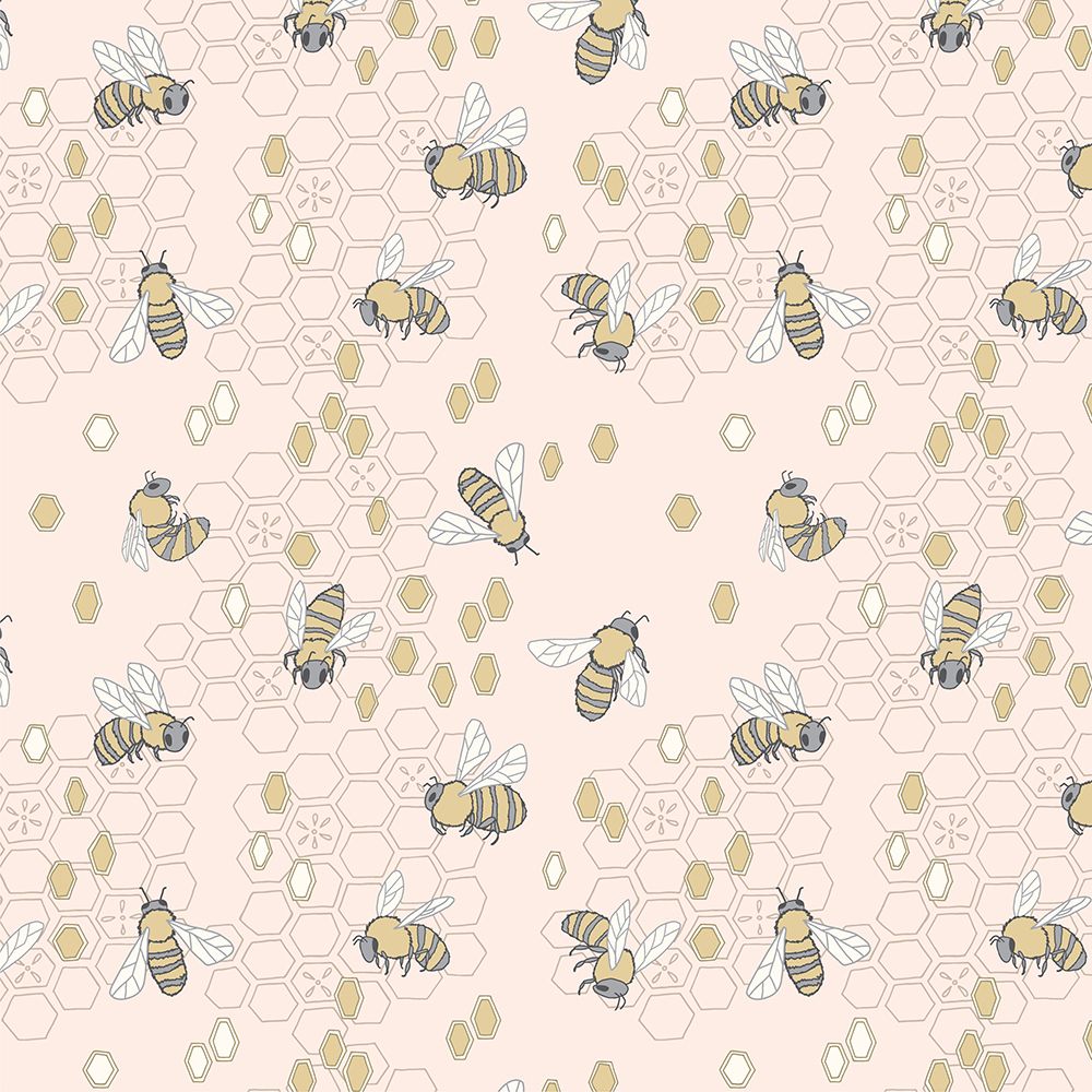 Honeybees Blush Pattern art print by Sweet Melody Designs for $57.95 CAD