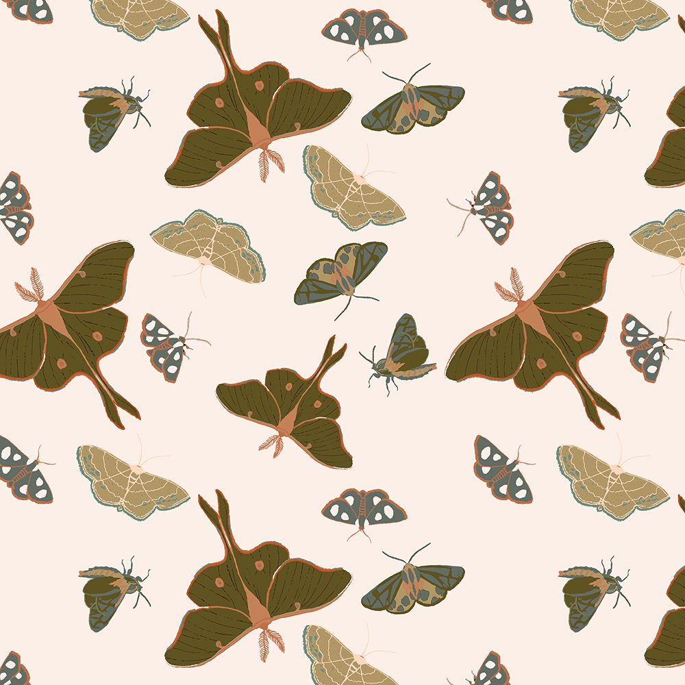 Forest Moths Pattern art print by Sweet Melody Designs for $57.95 CAD