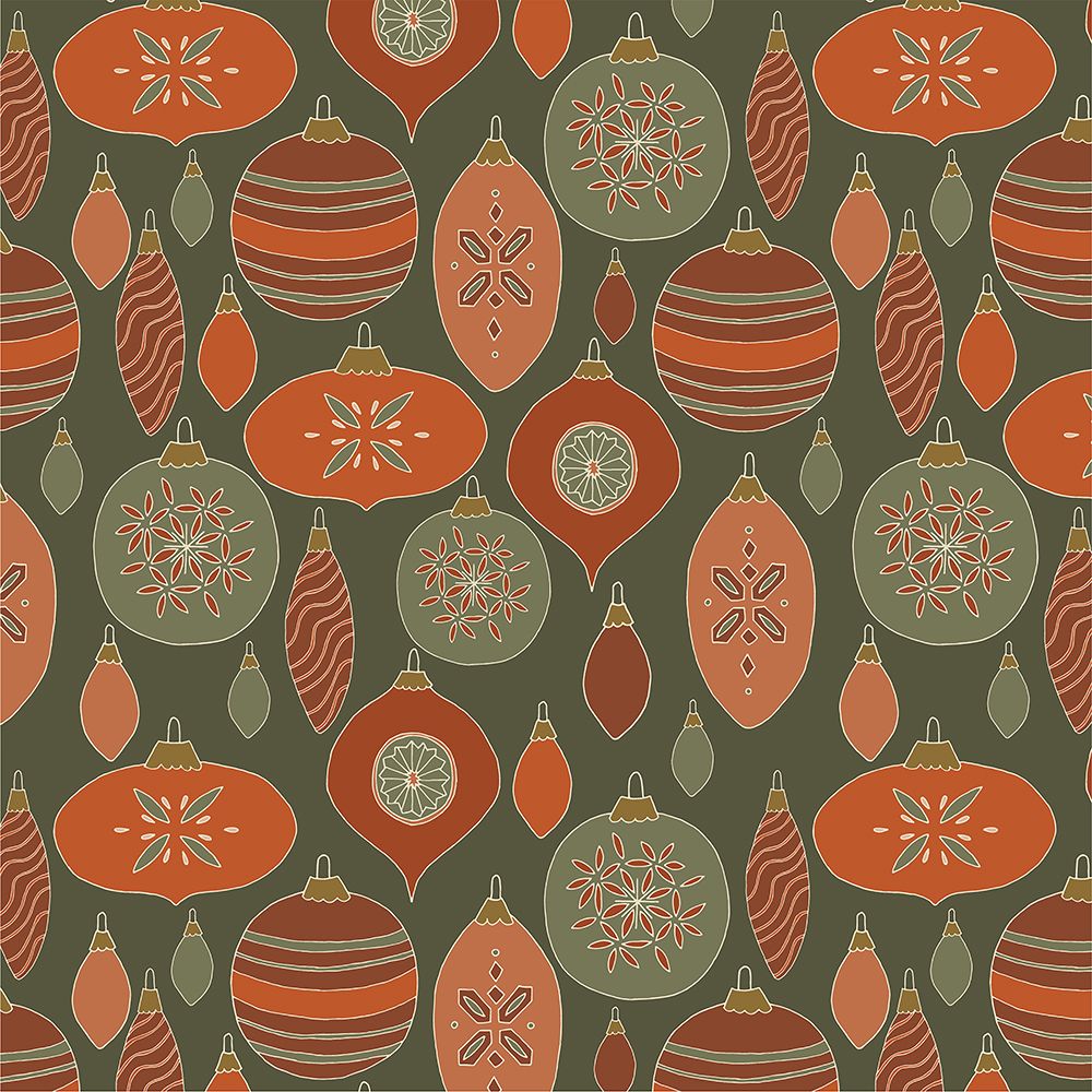 Baubles Pattern Red Green Gold art print by Sweet Melody Designs for $57.95 CAD