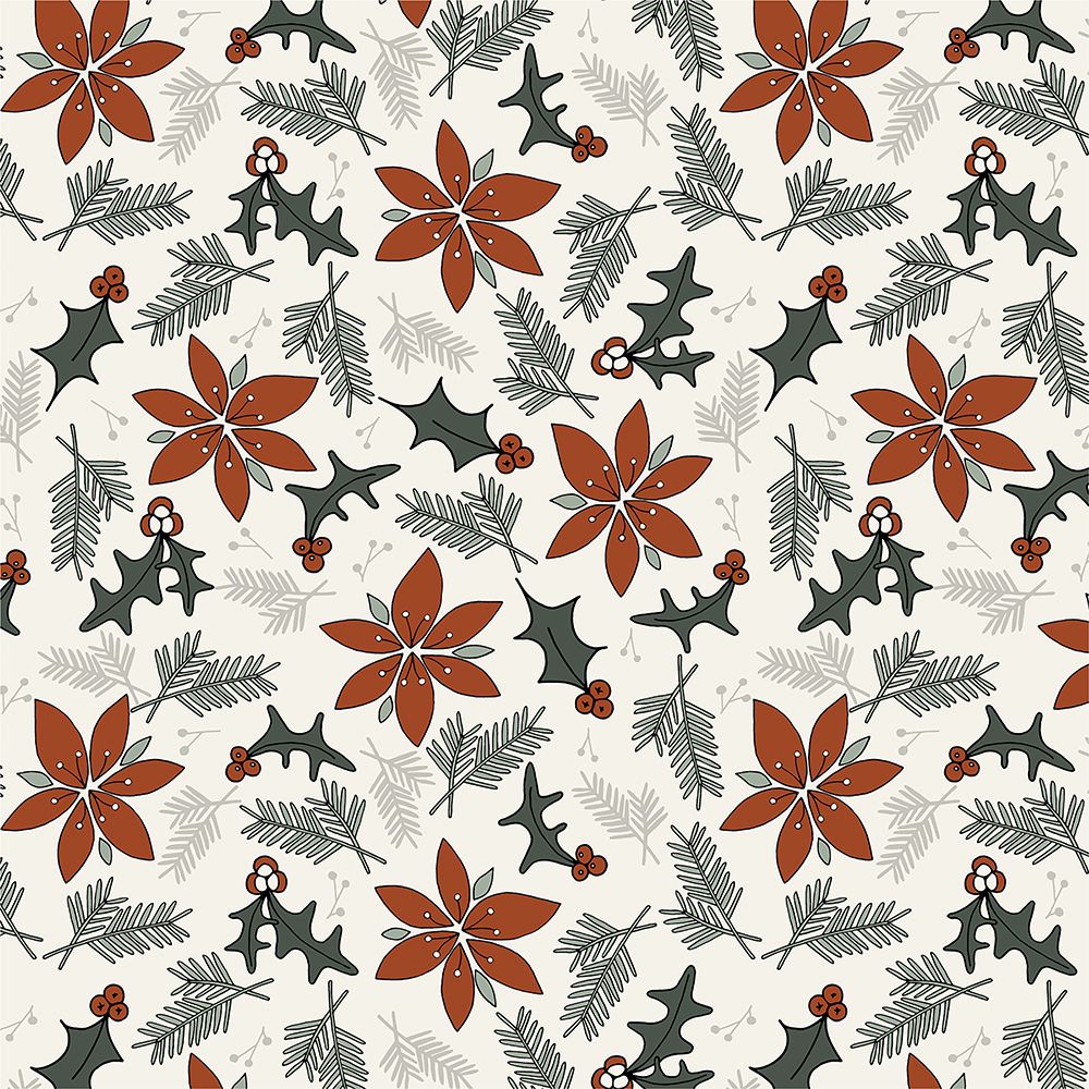 Holiday Flora Red Cream art print by Sweet Melody Designs for $57.95 CAD