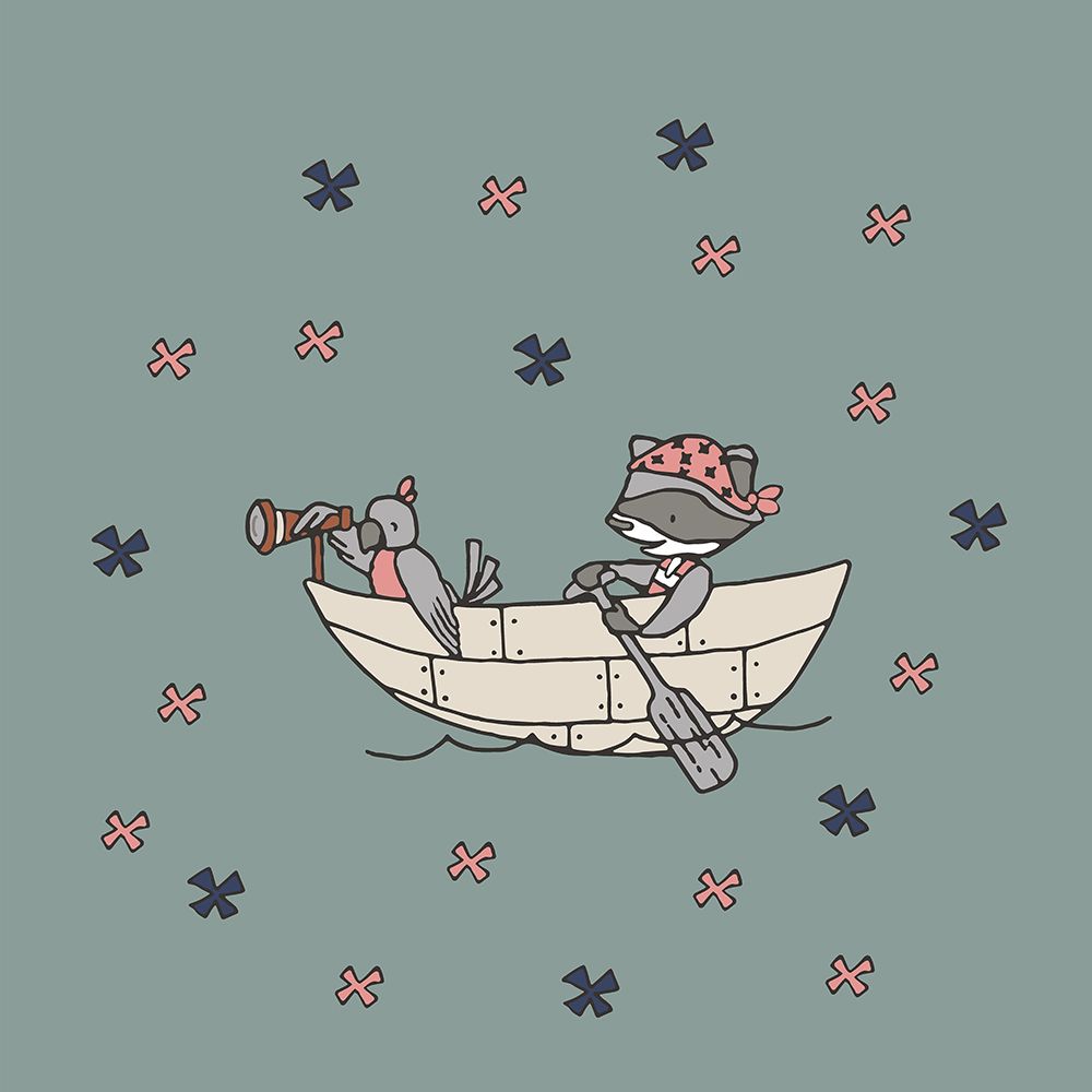 Raccoon Pirate Boat art print by Sweet Melody Designs for $57.95 CAD