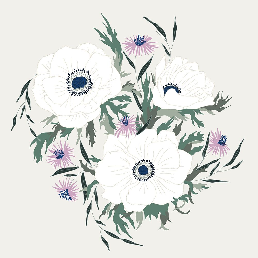 Anemone Cluster Cream 1 art print by Sweet Melody Designs for $57.95 CAD
