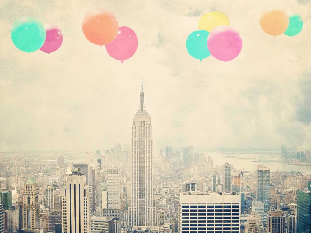 NYC Balloons With Clouds art print by Ashley Davis for $57.95 CAD