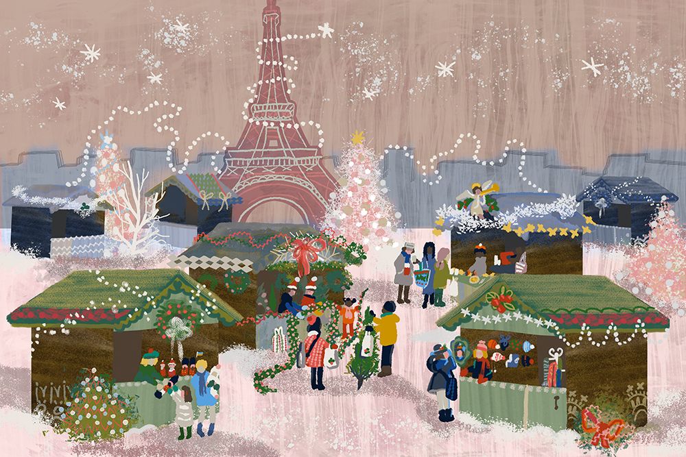 Christmas Towns Paris Market art print by Dena Ann Adams for $57.95 CAD