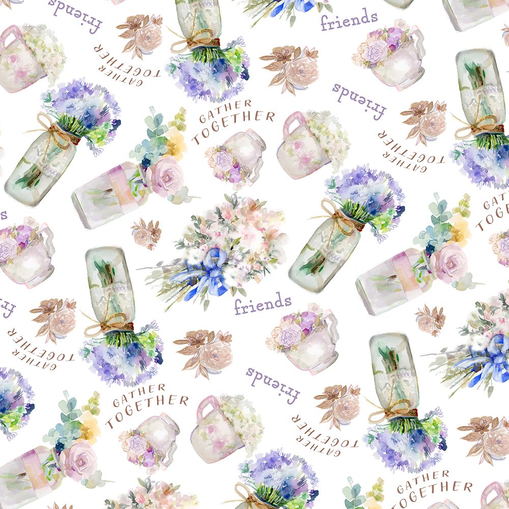 Friendship And Flowers Pattern Repeat art print by Dena Ann Adams for $57.95 CAD