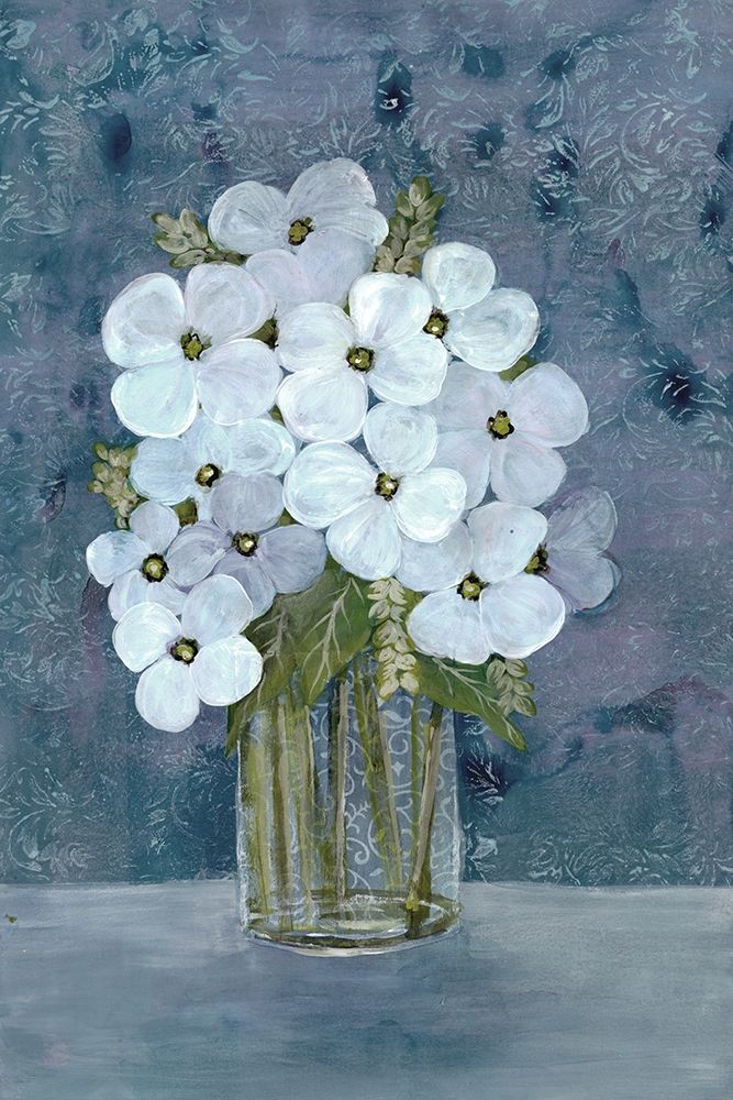 White Floral Blues 2 art print by Doris Charest for $57.95 CAD