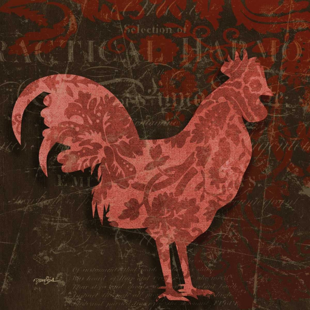 Rooster Damask 1 art print by Diane Stimson for $57.95 CAD