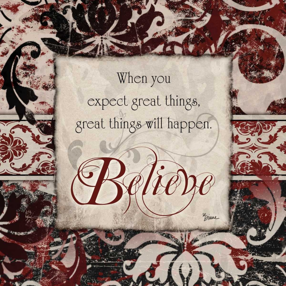 Believe Damask art print by Diane Stimson for $57.95 CAD