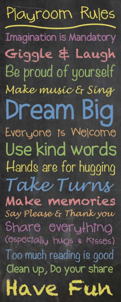 Playroom Rules Chalk art print by Lauren Gibbons for $57.95 CAD
