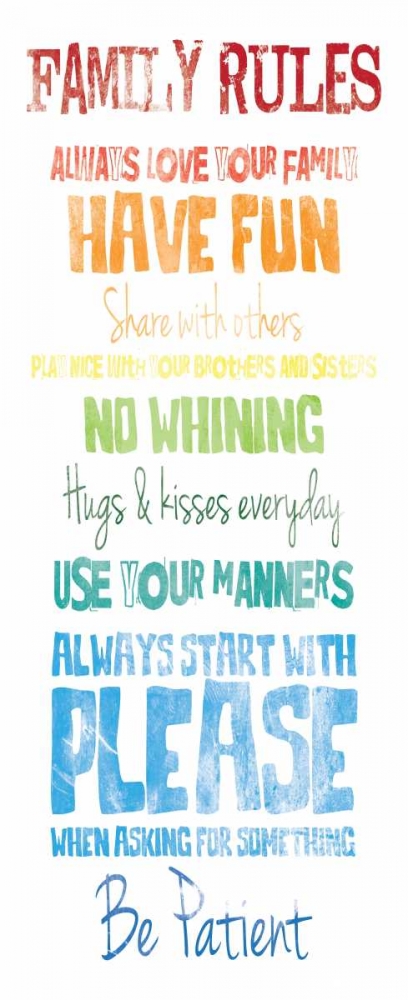 Family Rules rainbow art print by Jace Grey for $57.95 CAD