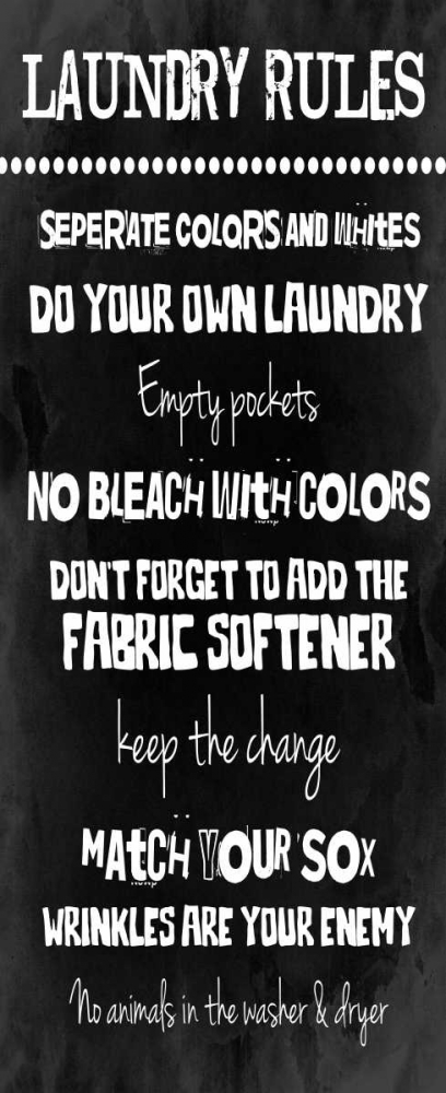 Laundry Rules art print by Jace Grey for $57.95 CAD
