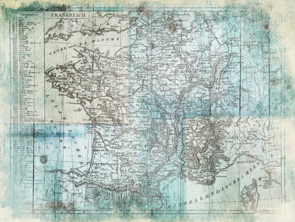 Aged Blue Map Two art print by Jace Grey for $57.95 CAD