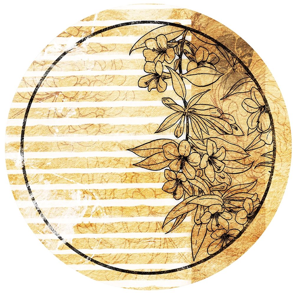 Stripe Golden Floral Circle art print by Jace Grey for $57.95 CAD