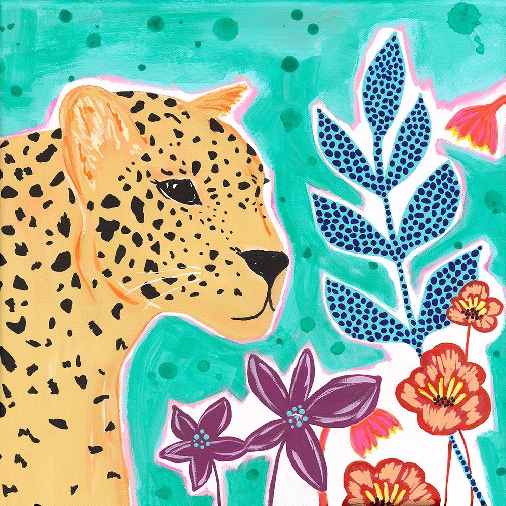Teal Cheetah art print by Jennifer McCully for $57.95 CAD
