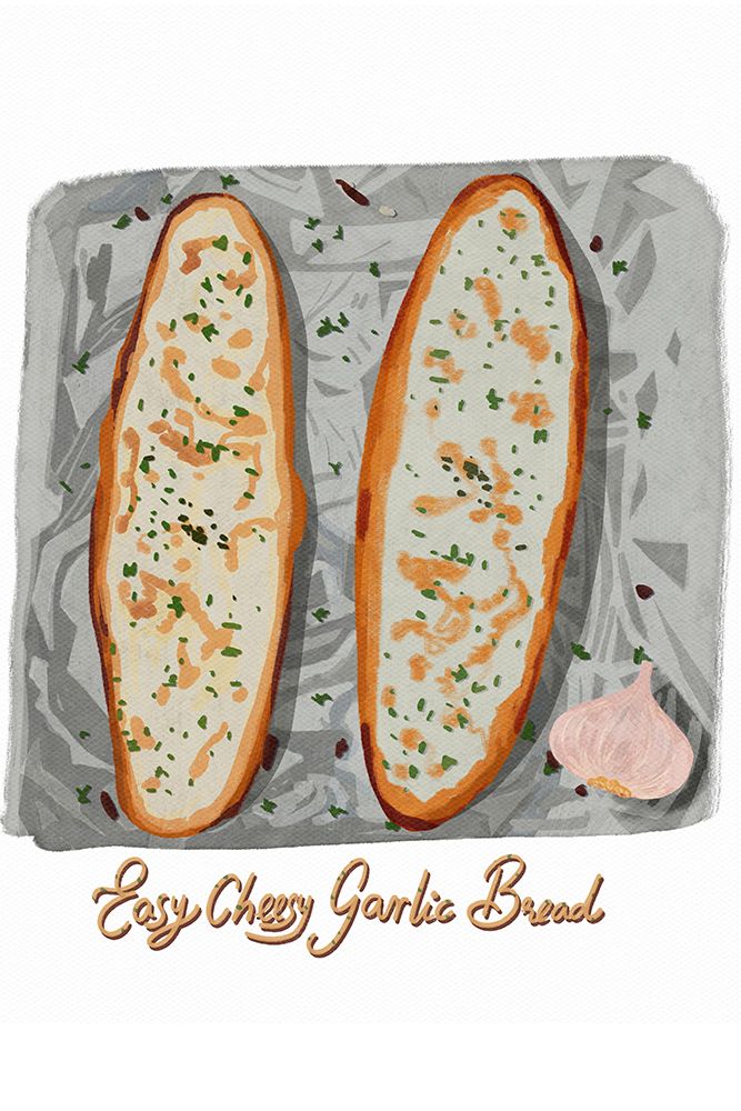 Easy Cheesy Garlic Bread art print by Juliet Rose Philips for $57.95 CAD