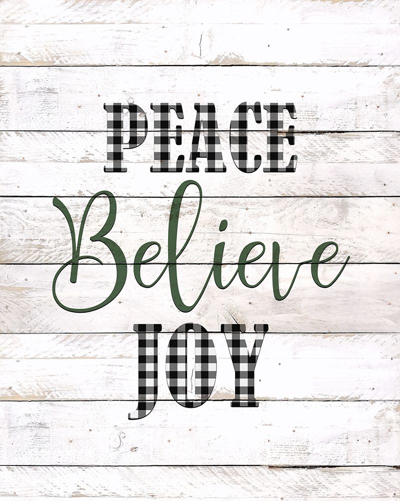 Peace Believe Joy Plaid art print by Allen Kimberly for $57.95 CAD