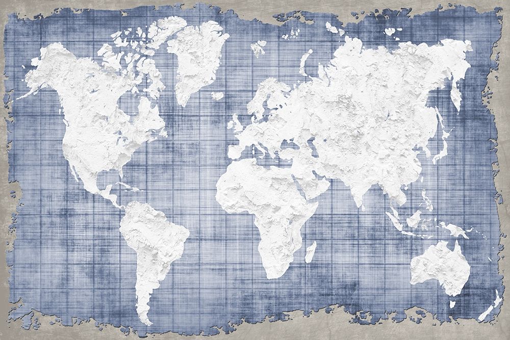 Blue World Map art print by Kimberly Allen for $57.95 CAD
