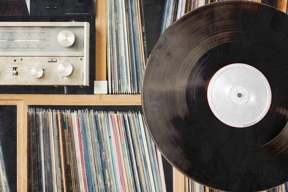 Record Stacks art print by Kimberly Allen for $57.95 CAD