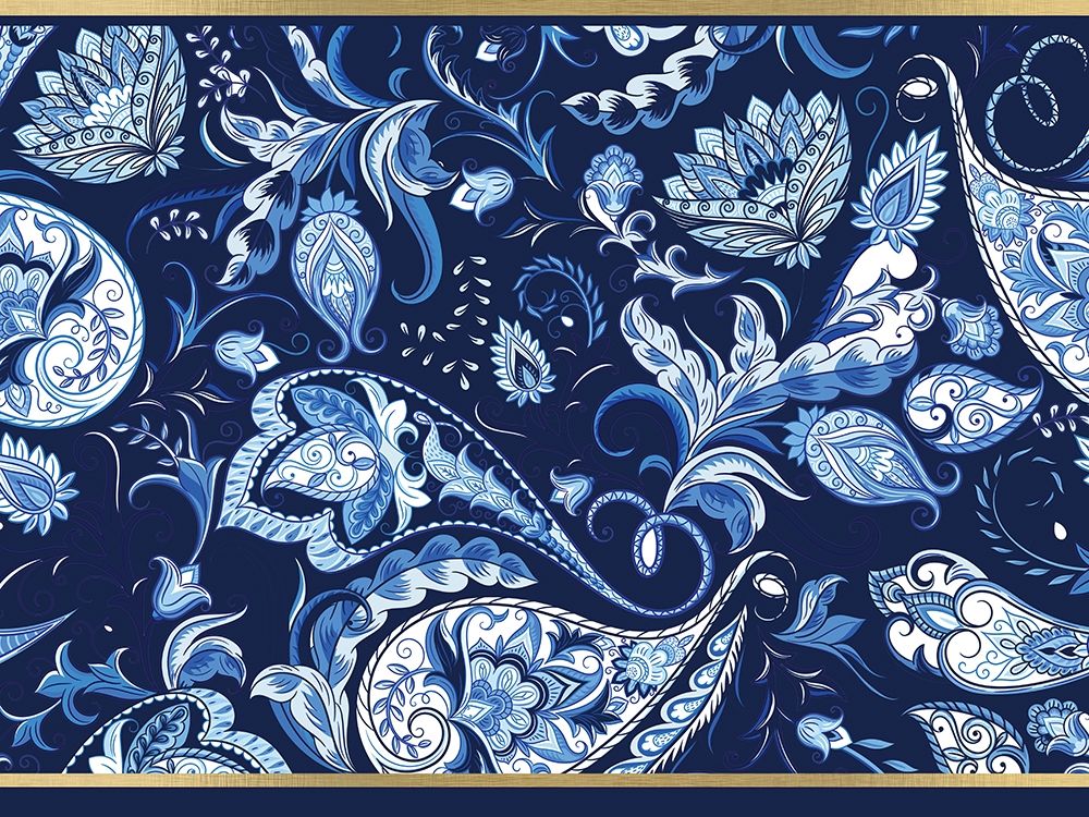 Blue and Gold Paisleys 2 art print by Kimberly Allen for $57.95 CAD