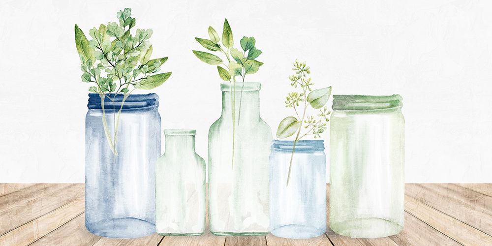 Blue And Green Jars art print by Kimberly Allen for $57.95 CAD
