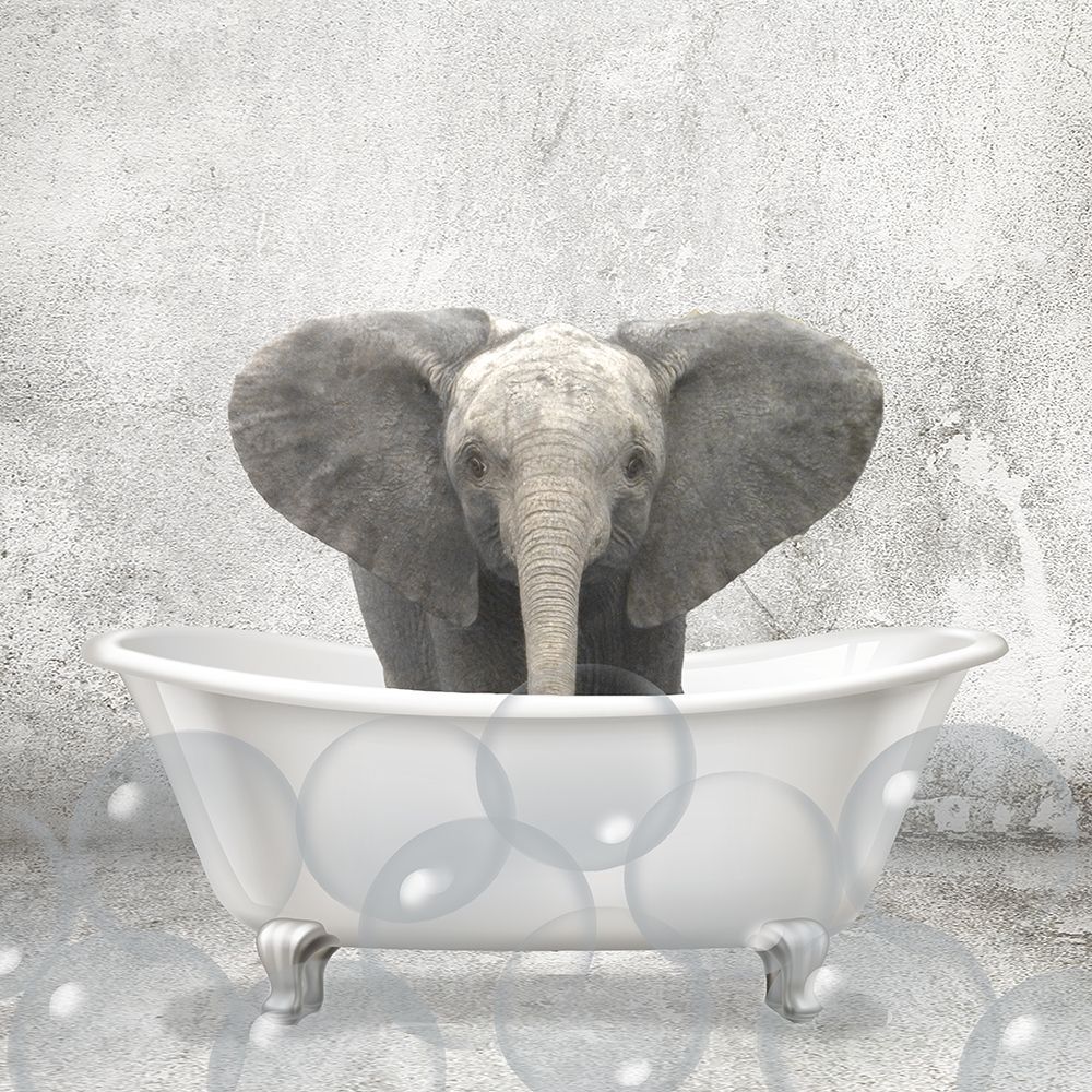 Baby Elephant Bath art print by Allen Kimberly for $57.95 CAD